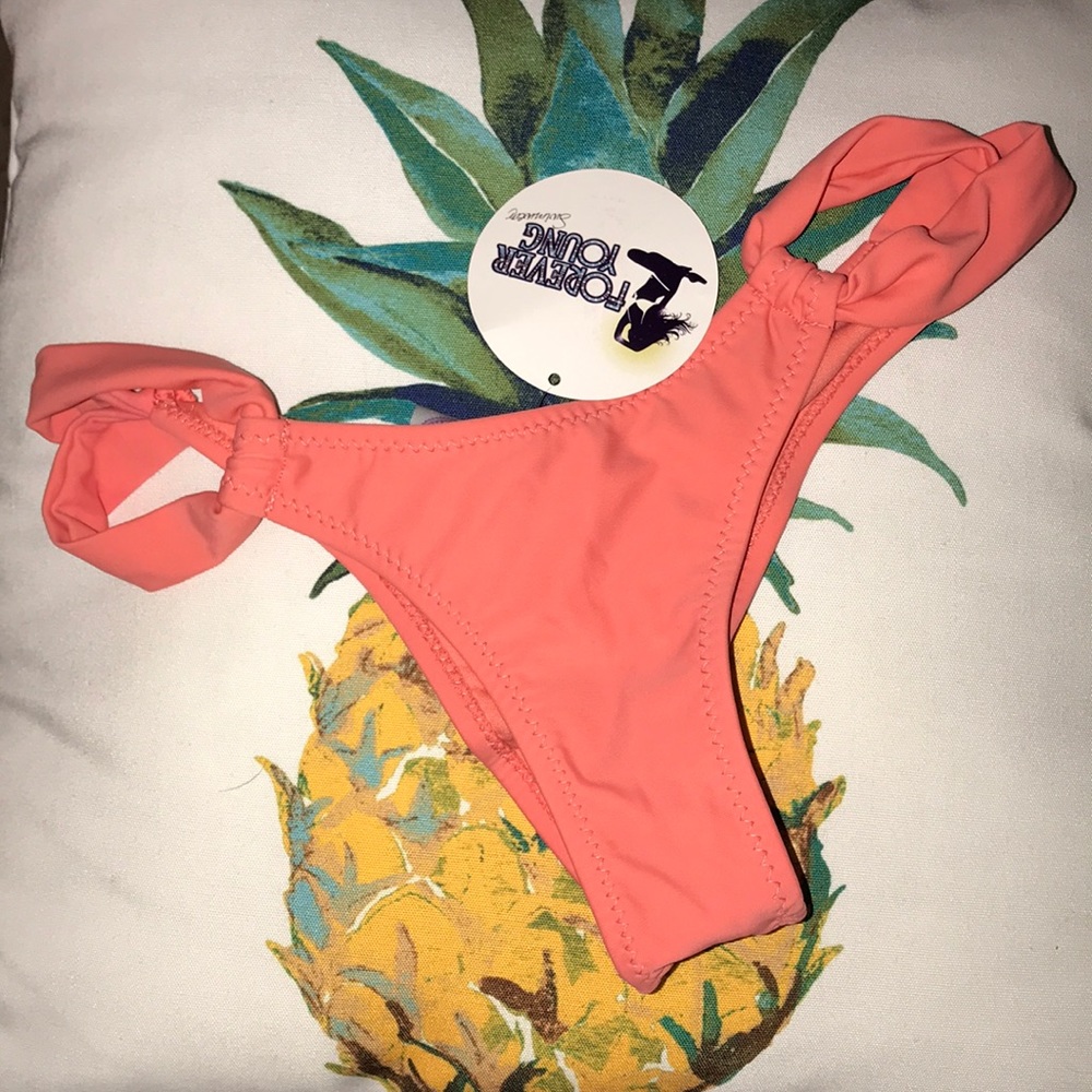 Coral cheeky bathing suit bottom